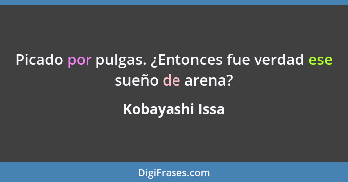 Picado por pulgas. ¿Entonces fue verdad ese sueño de arena?... - Kobayashi Issa