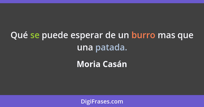 Qué se puede esperar de un burro mas que una patada.... - Moria Casán