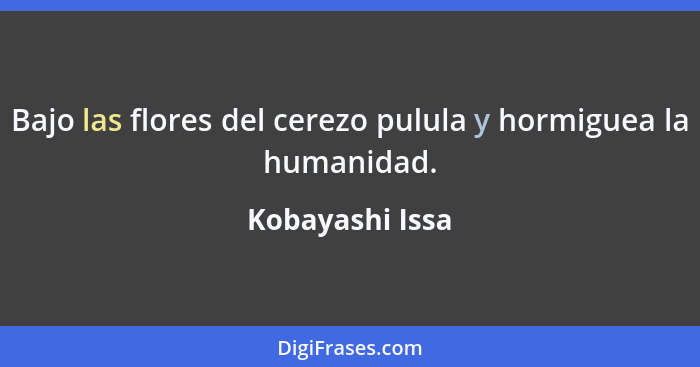 Bajo las flores del cerezo pulula y hormiguea la humanidad.... - Kobayashi Issa