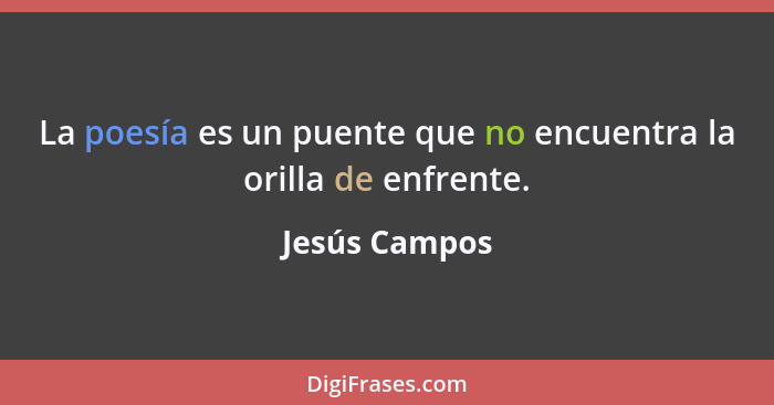 La poesía es un puente que no encuentra la orilla de enfrente.... - Jesús Campos