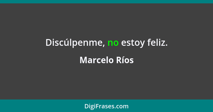 Discúlpenme, no estoy feliz.... - Marcelo Ríos