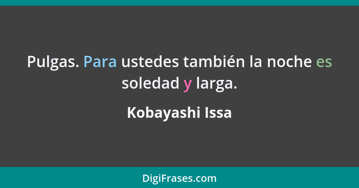 Pulgas. Para ustedes también la noche es soledad y larga.... - Kobayashi Issa