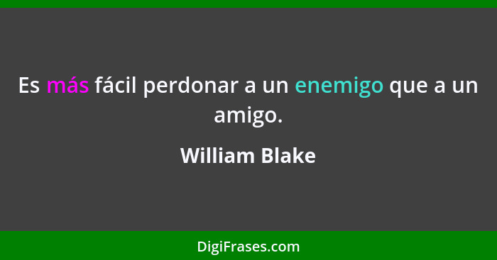 Es más fácil perdonar a un enemigo que a un amigo.... - William Blake
