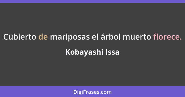 Cubierto de mariposas el árbol muerto florece.... - Kobayashi Issa