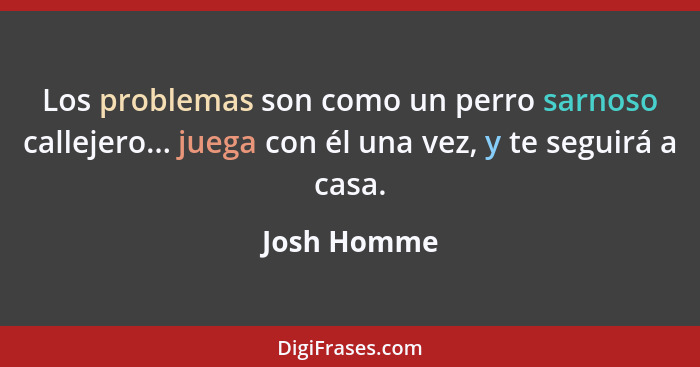 Los problemas son como un perro sarnoso callejero... juega con él una vez, y te seguirá a casa.... - Josh Homme