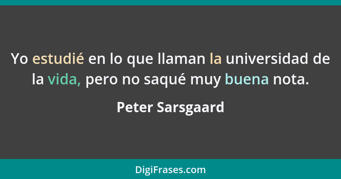 Yo estudié en lo que llaman la universidad de la vida, pero no saqué muy buena nota.... - Peter Sarsgaard
