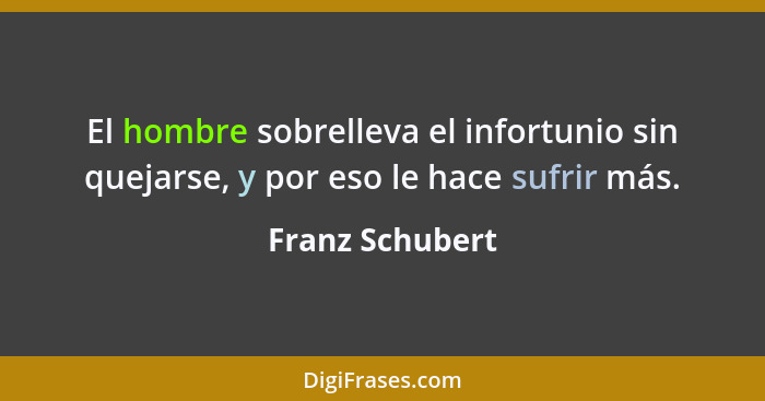 El hombre sobrelleva el infortunio sin quejarse, y por eso le hace sufrir más.... - Franz Schubert