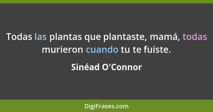 Todas las plantas que plantaste, mamá, todas murieron cuando tu te fuiste.... - Sinéad O'Connor