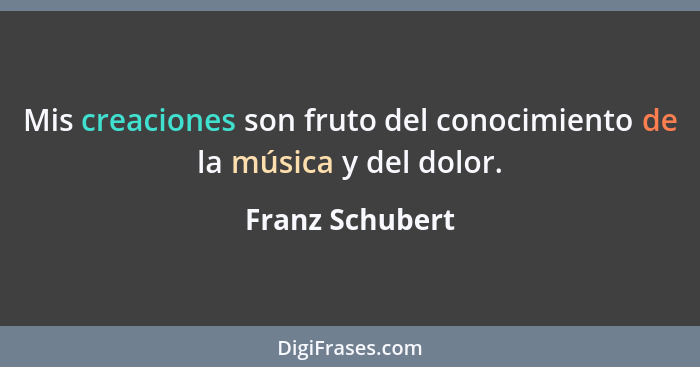 Mis creaciones son fruto del conocimiento de la música y del dolor.... - Franz Schubert