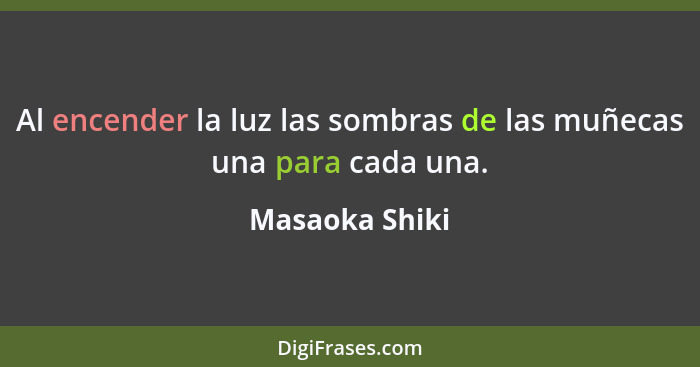 Al encender la luz las sombras de las muñecas una para cada una.... - Masaoka Shiki